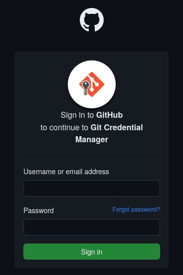 Sign in to Github to continue to Git Credential Manager